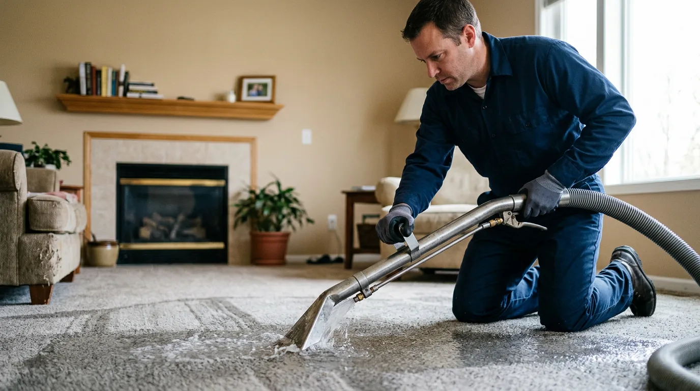 Water damage restoration technician working near Clayville, RI